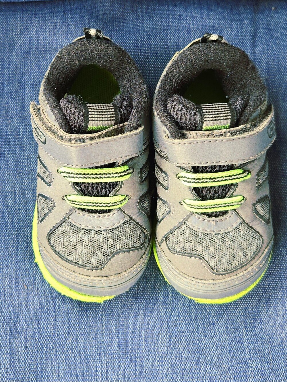 Pediped Jupiter Grip 'n' Go Gray and Neon Green Shoes Boys